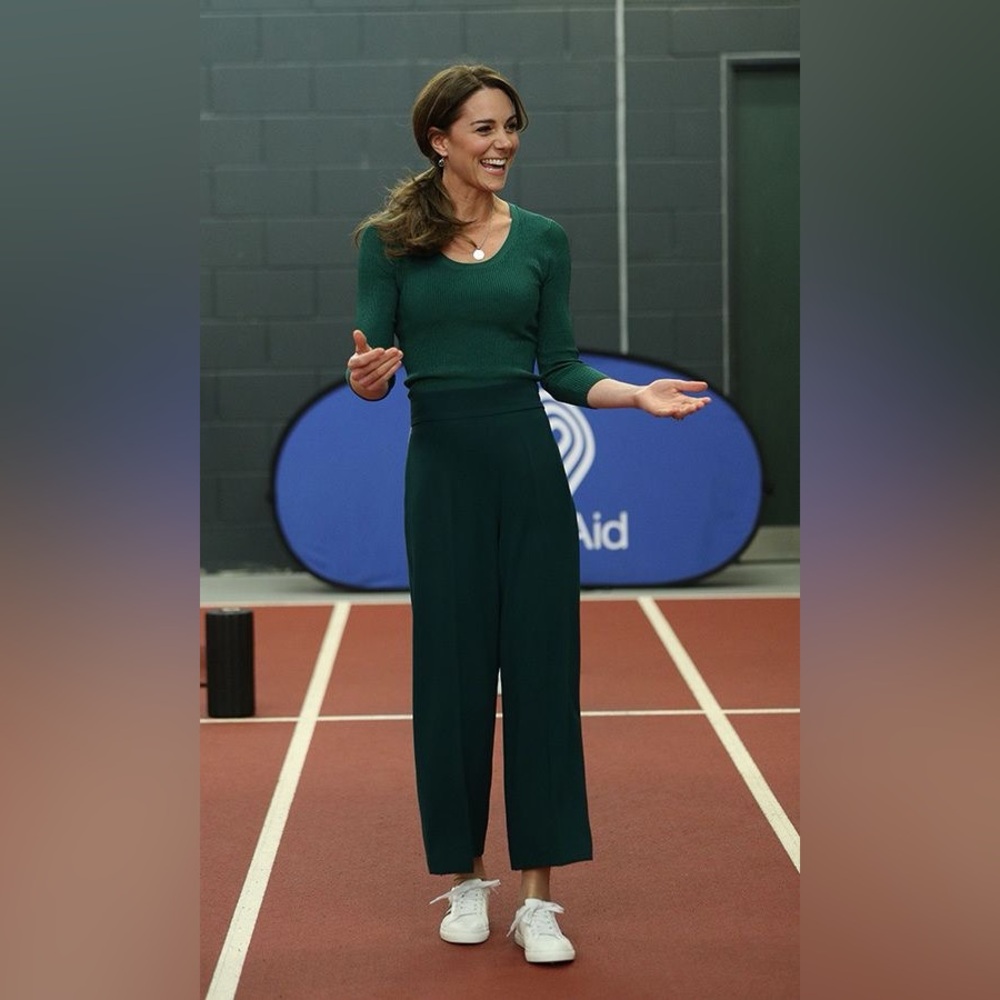 Mango ribbed green top ASO Kate Middleton